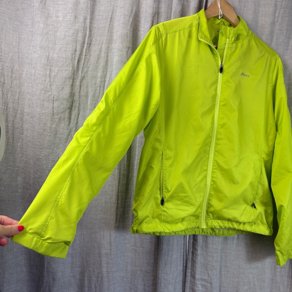 Asics Womens Jacket Running Neon Green Track Jacket Road Visibility MED Athlete
